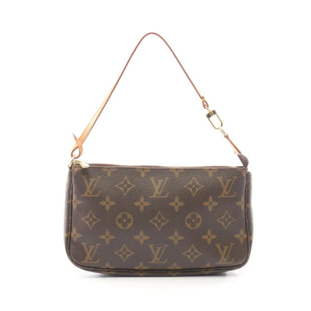 Louis Vuitton Pochette Accessoires Handbag Canvas Leather Monogram Brown